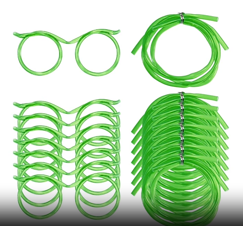 5-Pack Round Glasses-Shaped Straw, PETG, Food-Grade, Odorless, Reusable, Cute & Funny Novelty Straw