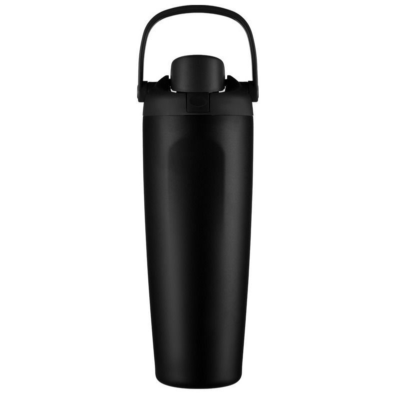 Portable Insulated Travel Mug Stainless Steel Leakproof Thermal Water Cup with Carry Clip for Outdoor Gym-Black