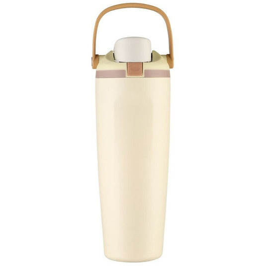 Portable Insulated Travel Mug Stainless Steel Leakproof Thermal Water Cup with Carry Clip for Outdoor Gym-Milky White