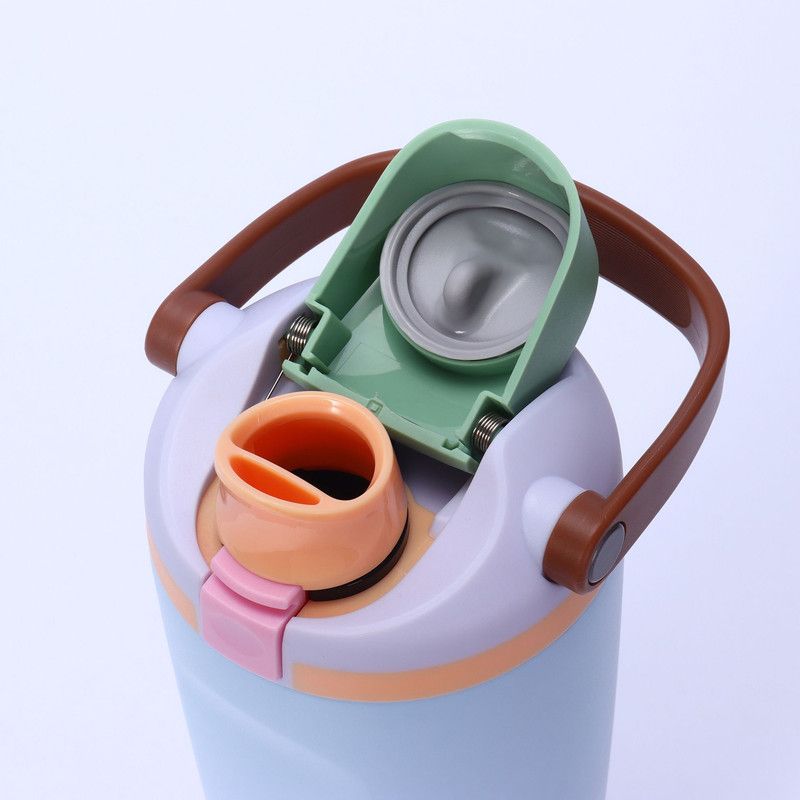 Portable Insulated Travel Mug Stainless Steel Leakproof Thermal Water Cup with Carry Clip for Outdoor Gym-Light Pink
