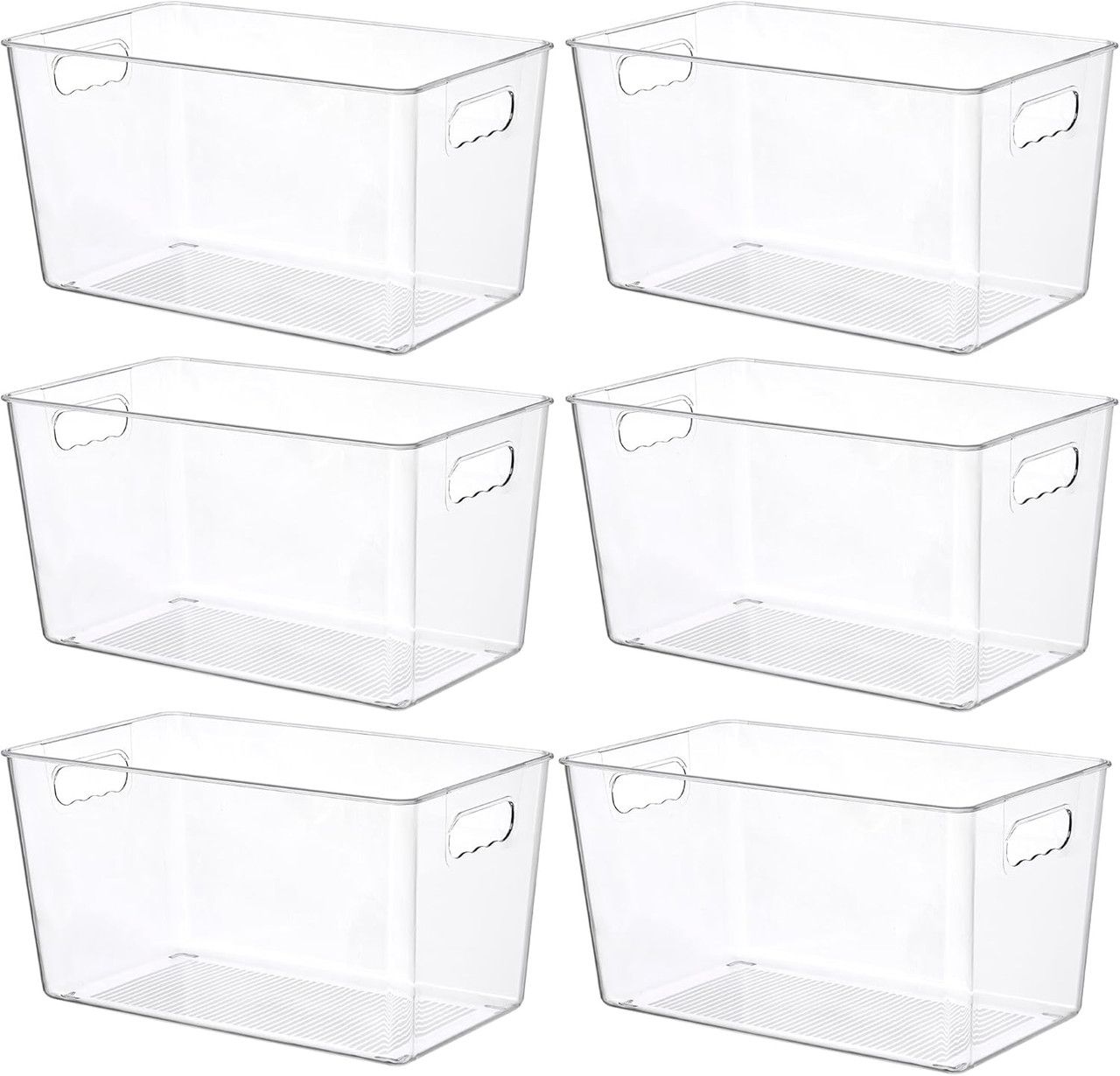 6-Pack Large Capacity Fridge Storage Boxes with Lids, Clear Stackable Refrigerator Produce Food Organiser Container