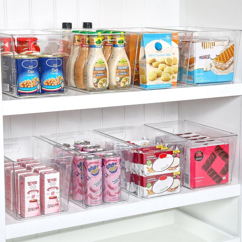 6-Pack Large Capacity Fridge Storage Boxes with Lids, Clear Stackable Refrigerator Produce Food Organiser Container