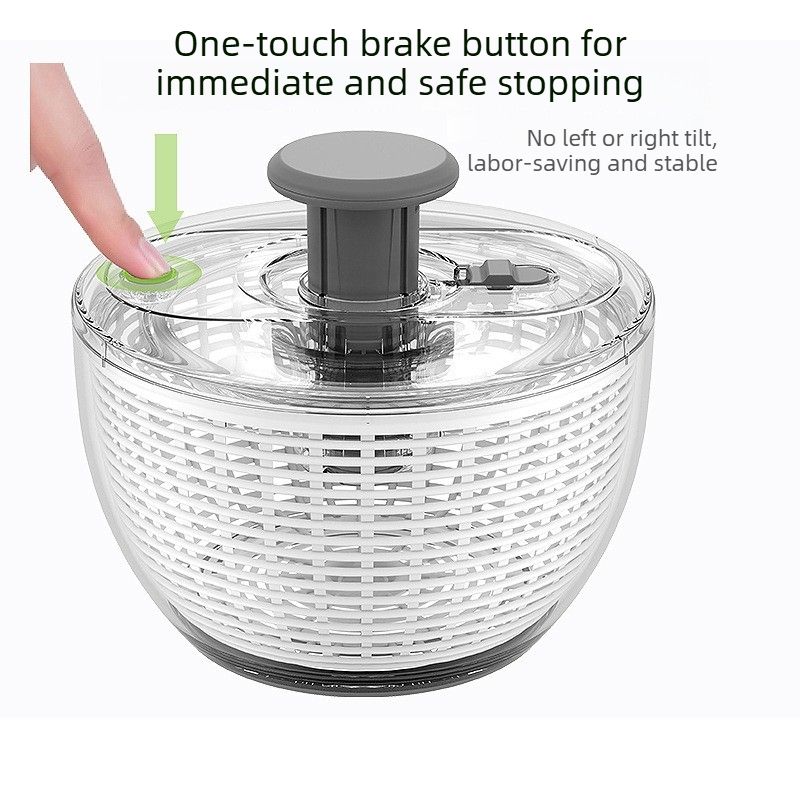 6L Manual Salad Spinner with One Touch Brake Button, Large Capacity Vegetable Fruit Dryer Washer for Kitchen