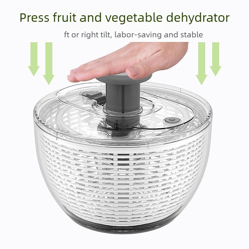 6L Manual Salad Spinner with One Touch Brake Button, Large Capacity Vegetable Fruit Dryer Washer for Kitchen