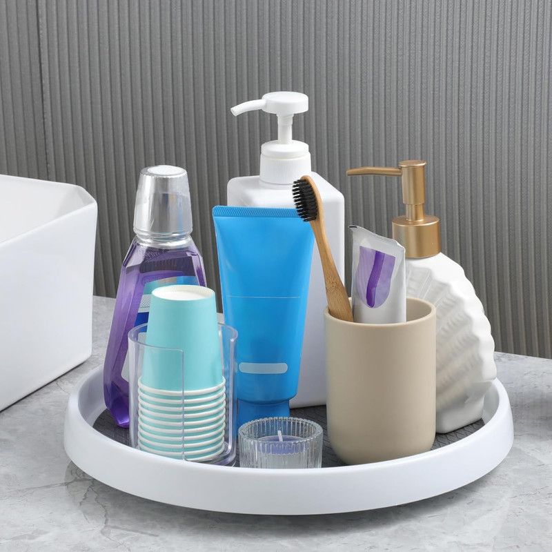 2 set, 10 Inch Non-Skid Lazy Susan Organizers - Turntable Rack for Cabinet, Pantry Organization and Storage, Kitchen, Fridge, Bathroom Makeup Vanity Countertop, Under Sink Organizing, Spice Rack