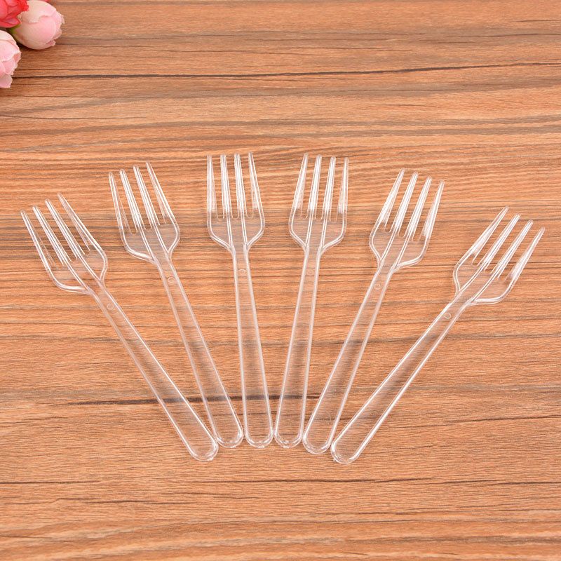 Disposable Plastic Forks 100 Pack, Heavy Duty Single Use Cutlery for Party Picnic Takeaway Catering-Clear