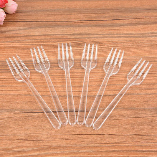 Disposable Plastic Forks 100 Pack, Heavy Duty Single Use Cutlery for Party Picnic Takeaway Catering-Clear