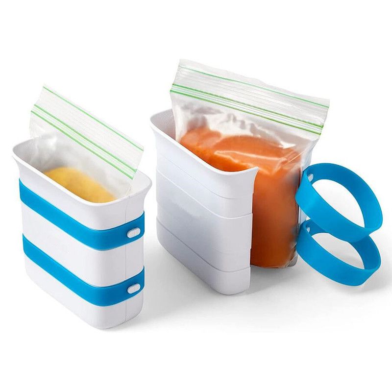 Collapsible Square Storage Container, Reusable Freezer Food Storage Bin with Strap, Stackable Refrigerator Organiser Tub for Fridge & Pantry