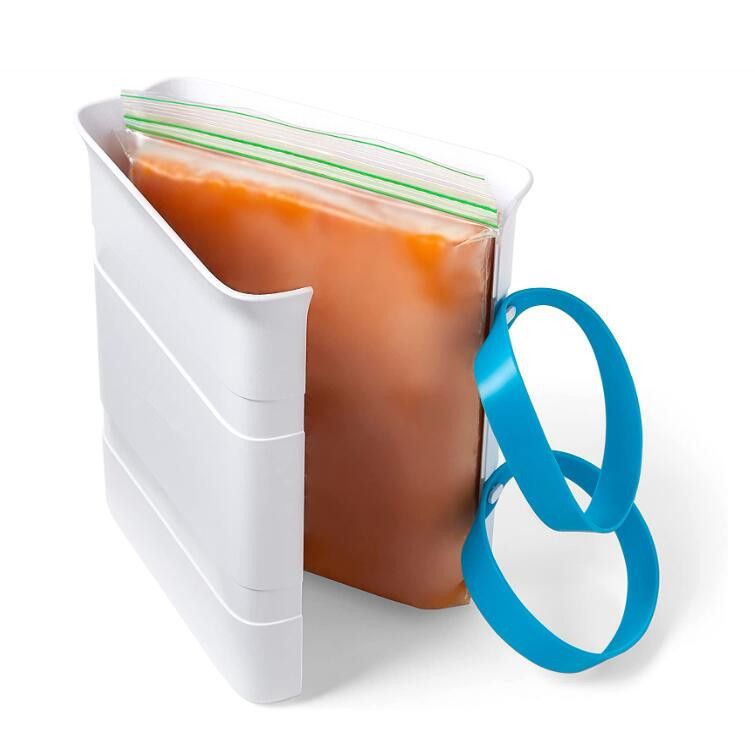 Collapsible Square Storage Container, Reusable Freezer Food Storage Bin with Strap, Stackable Refrigerator Organiser Tub for Fridge & Pantry