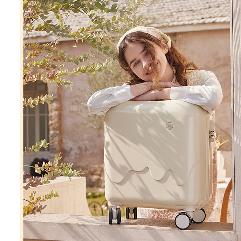 20 Inch Cute Carry On Suitcase, Hard Shell Cabin Luggage with USB Charging Port & Cup Holder, Lightweight Travel Trolley Case-Mint Green