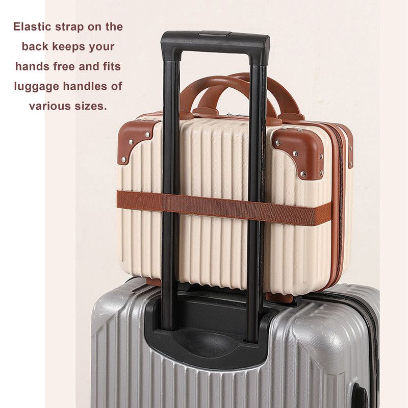 14 Inch Hard Shell Hand Luggage Case, Portable Cosmetic Travel Box with Top Handle, Small Carry Storage Suitcase-Pink