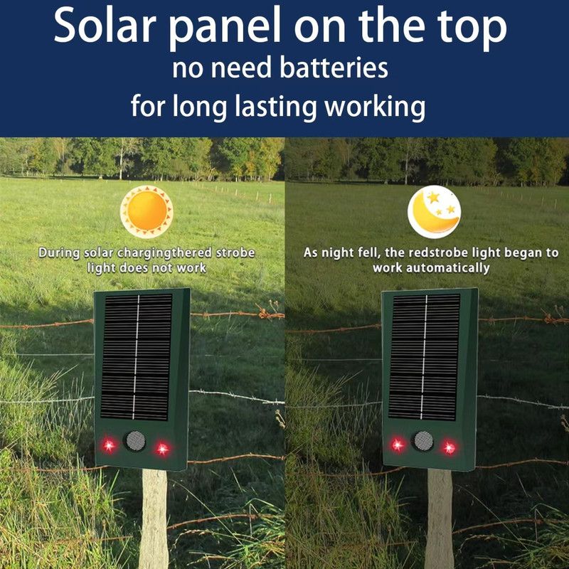 Solar Powered Ultrasonic Animal Repeller Outdoor Waterproof Pest Deterrent for Rats Dogs Birds Deer Garden Yard