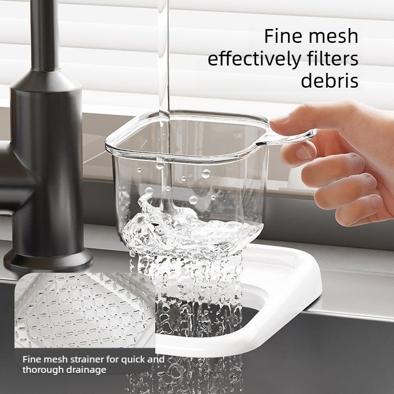 Kitchen Sink Drain Basket with Lid, Multifunctional Food Catcher Waste Filter Container for Countertop-white