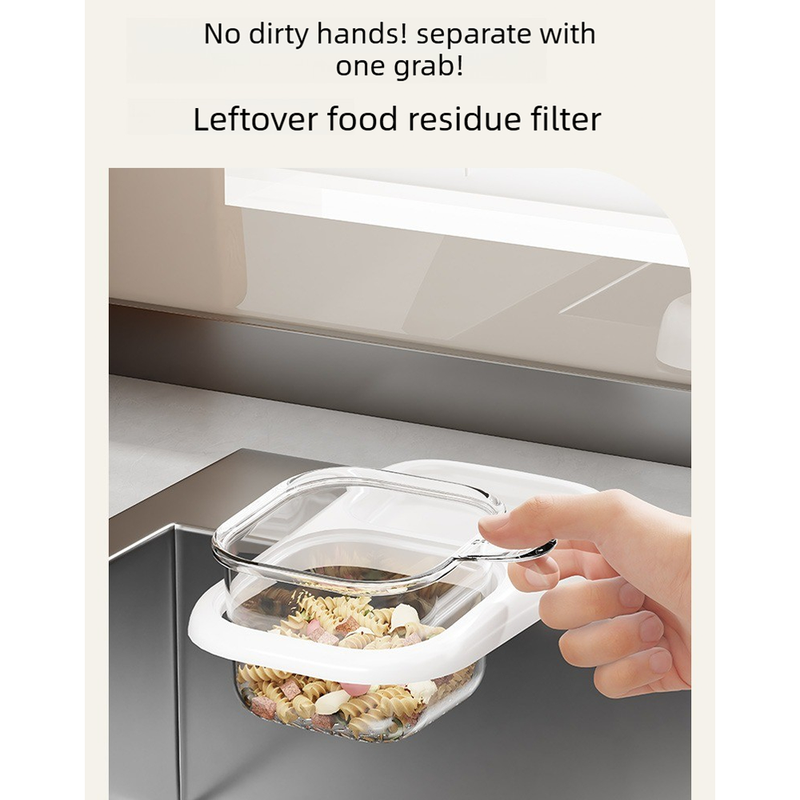 Kitchen Sink Drain Basket with Lid, Multifunctional Food Catcher Waste Filter Container for Countertop-white