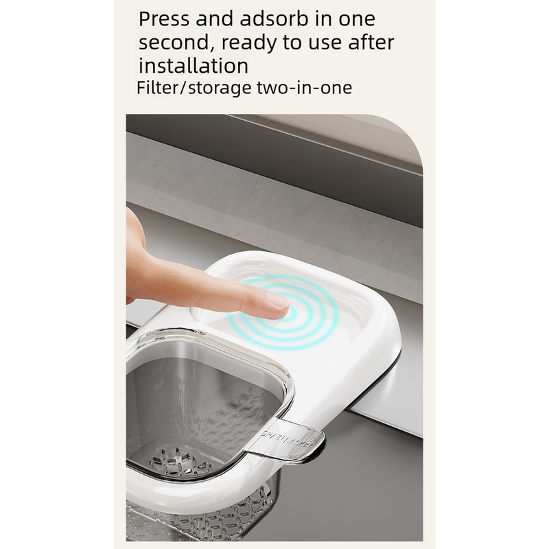 Kitchen Sink Drain Basket with Lid, Multifunctional Food Catcher Waste Filter Container for Countertop-white