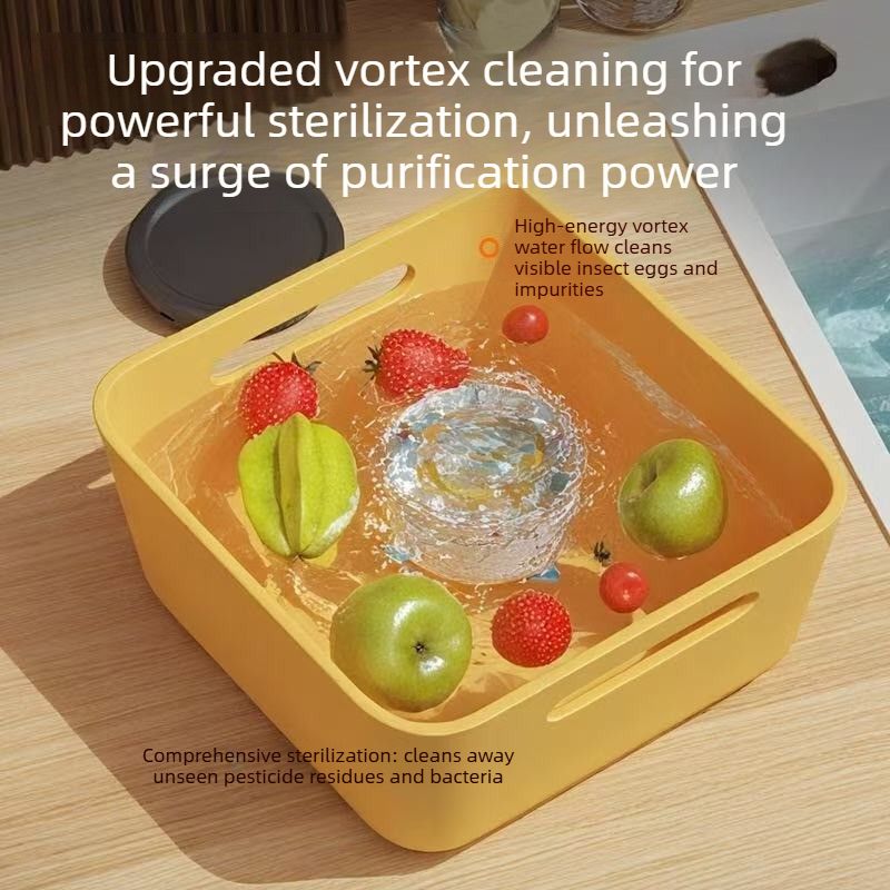 Ultrasonic Fruit and Vegetable Washing Machine, Automatic Food Purifier with Pesticide Remover and Sterilization Function, Multifunctional Countertop Cleaner for Household Use