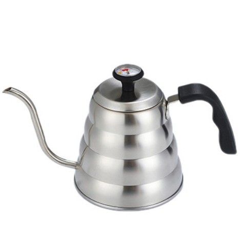 Gooseneck Kettle with Thermometer - 1.2L Pour Over Coffee & Tea Kettle,Stainless Steel Gooseneck Kettle Pot, Precision Pour Drip Spout, Suitable for All-Stoves-Silver