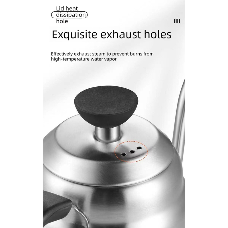Gooseneck Kettle with Thermometer - 1.2L Pour Over Coffee & Tea Kettle,Stainless Steel Gooseneck Kettle Pot, Precision Pour Drip Spout, Suitable for All-Stoves-Silver