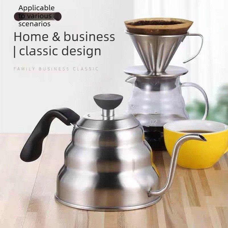 Gooseneck Kettle with Thermometer - 1.2L Pour Over Coffee & Tea Kettle,Stainless Steel Gooseneck Kettle Pot, Precision Pour Drip Spout, Suitable for All-Stoves-Silver