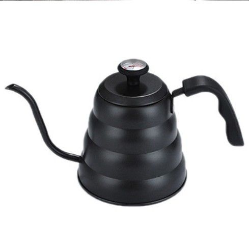 Gooseneck Kettle with Thermometer - 1.2L Pour Over Coffee & Tea Kettle,Stainless Steel Gooseneck Kettle Pot, Precision Pour Drip Spout, Suitable for All-Stoves-Black