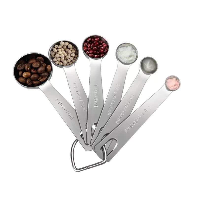 6‑Piece Stainless Steel Measuring Spoons Set, Metric & Imperial Marked Spoons for Baking Cooking Coffee & Spice Measuring
