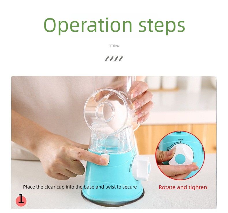Manual Rotary Vegetable Slicer Grater, Multi‑Function Hand Crank Food Processor for Veggie Fruit Prep-blue
