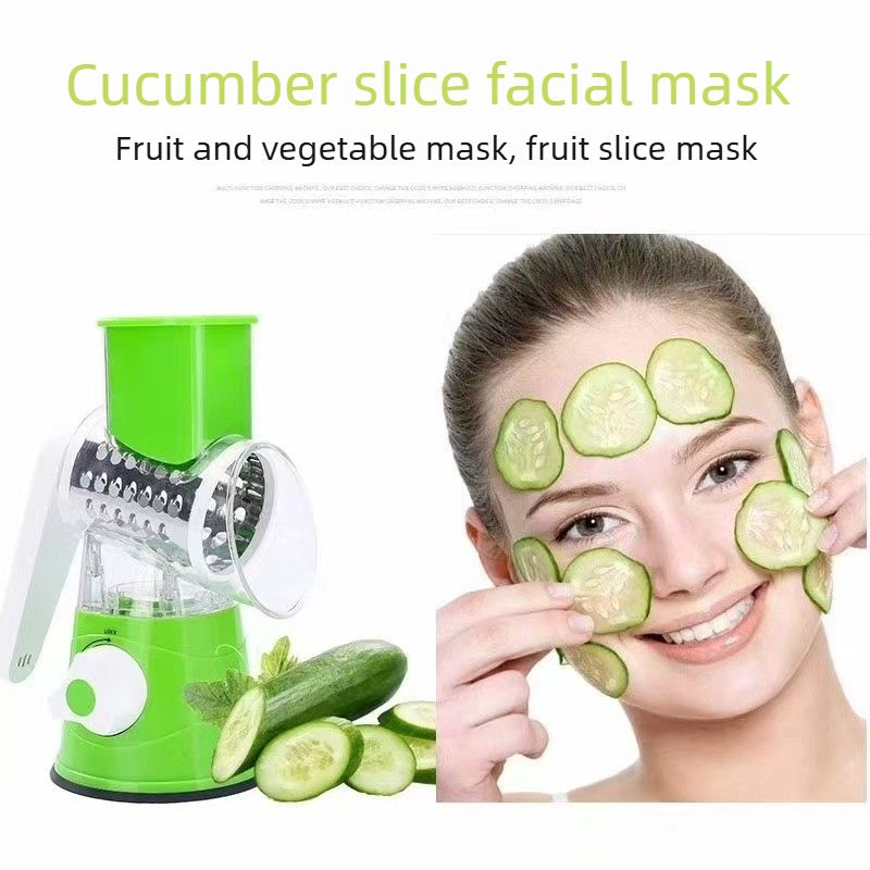 Manual Rotary Vegetable Slicer Grater, Multi‑Function Hand Crank Food Processor for Veggie Fruit Prep-green