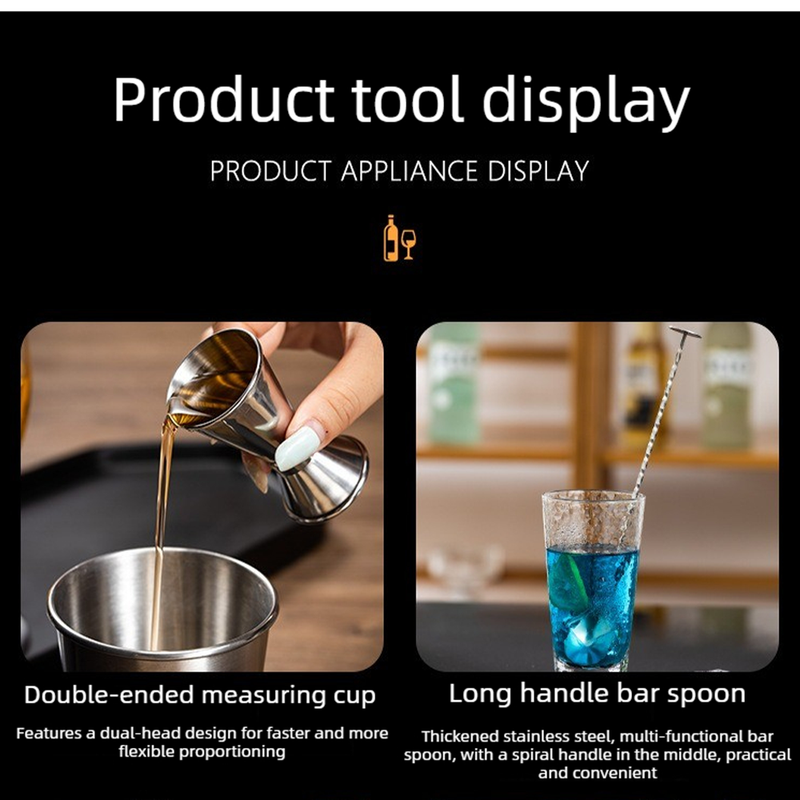 Complete Cocktail Shaker Bar Tool Kit 750ml, Home Bartender Mixology Set with Bamboo Storage Stand for Home Bar