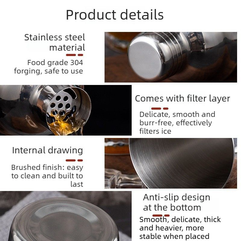 550ml  Cocktail Shaker, Leak‑Proof Stainless Steel Martini Mixer with Built‑in Strainer for Home Mixology