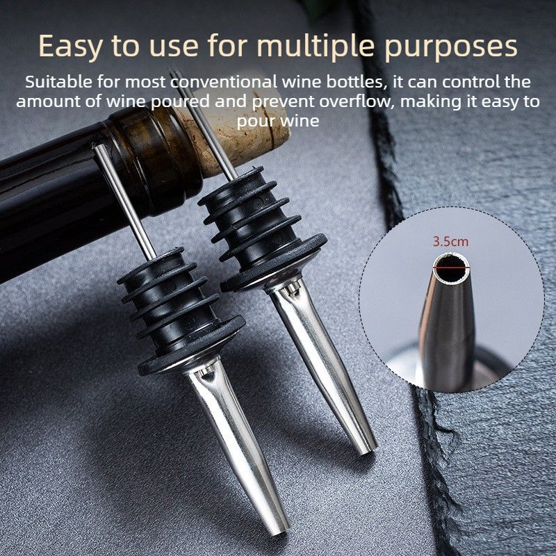2‑Pack Wine Bottle Pour Spout Stopper, Reusable Liquor Oil Dispenser Spout for Standard Wine & Spirit Bottles