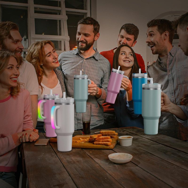 Glowing Water Cup with Colorful Handles – Creative Light Up Tumbler (Multicolor)
