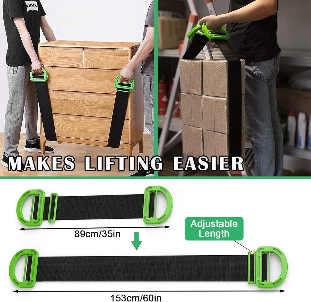 Portable Moving Straps with Handles – Heavy-Duty Carry Belts for Hauling Furniture, Refrigerators, and Boxes During Relocation-153cm