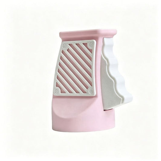 3D printed desktop ornament of a one-handed can opener, for beverages.Pink