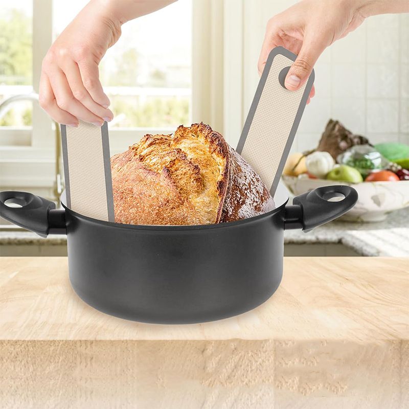1PC Round Double-Ear Long-Handle Baking Tool, Bread Baking Mat, Silicone Pot Mat
