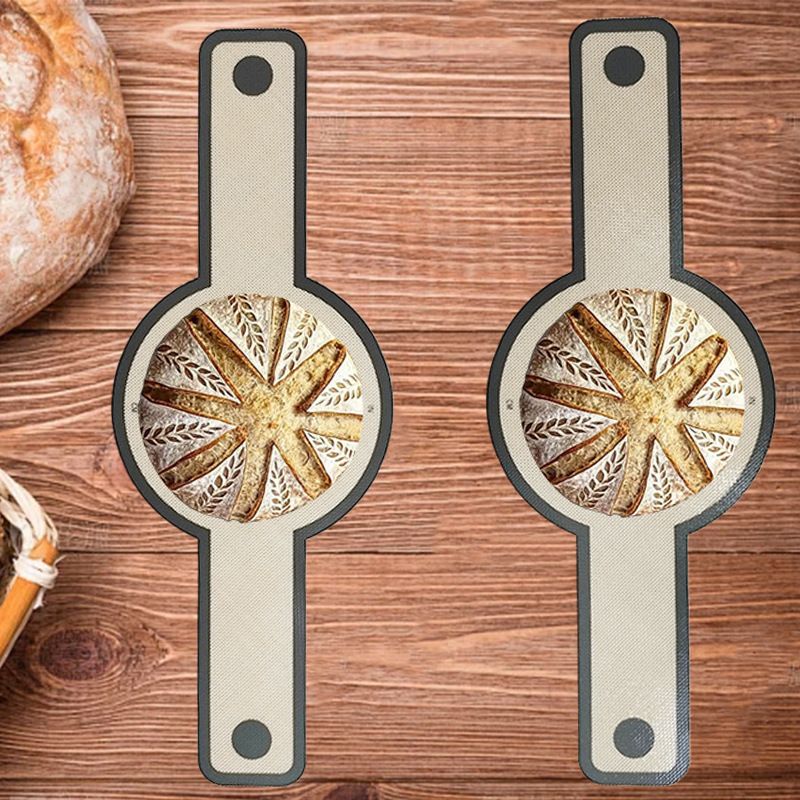 1PC Round Double-Ear Long-Handle Baking Tool, Bread Baking Mat, Silicone Pot Mat
