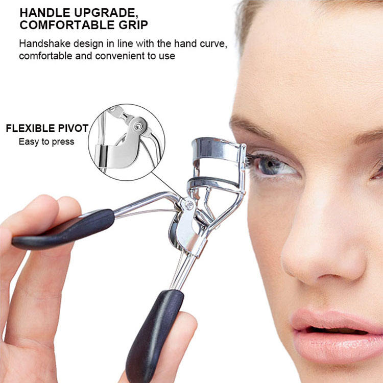 Professional Wide-Angle Eyelash Curler with Ergonomic Handle - Precision Eyelash Curler for All Eye Shapes - Pain-Free Long Lasting Curl & Soft Silicone Pads