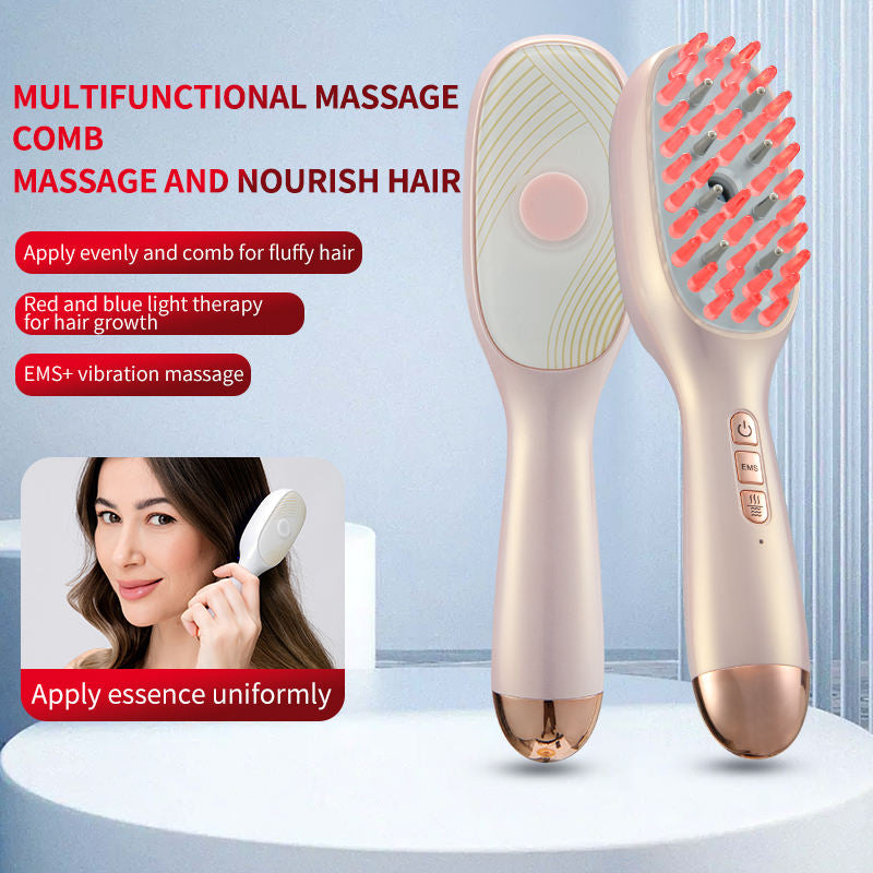 Advanced Scalp Essence Applicator Comb with EMS & LED Light Therapy - Electric Nano Spray Hair Regrowth Brush - Professional Vibration Massage Tool to Stimulate Follicles & Repair Roots