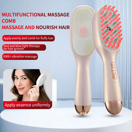 Advanced Scalp Essence Applicator Comb with EMS & LED Light Therapy - Electric Nano Spray Hair Regrowth Brush - Professional Vibration Massage Tool to Stimulate Follicles & Repair Roots