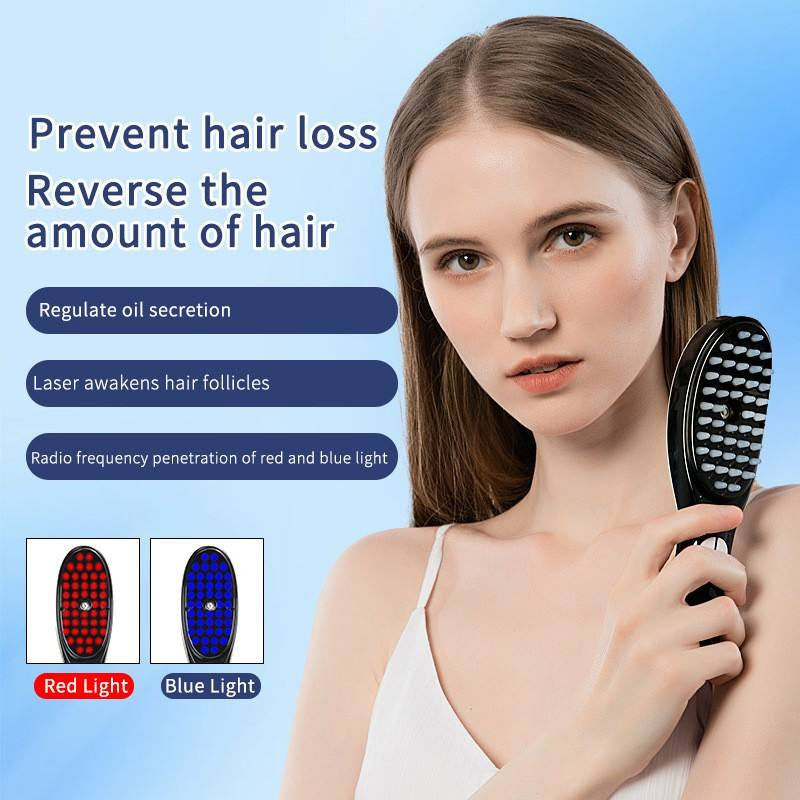 Electric Vibrating Scalp Massager with LED Light Therapy - Professional Anti-Hair Loss Comb - High-Frequency Vibration Tool to Stimulate Scalp Blood Circulation - Cordless Hair Care Device
