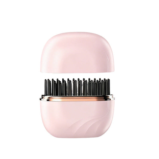 White Mini Wireless Hair Straightener Brush | Pocket-Sized Ceramic Hot Comb for Frizz Control | USB-C Fast Charging Travel Styler | 3 Heat Levels for All Hair Types | Perfect for Work, Gym & Travel