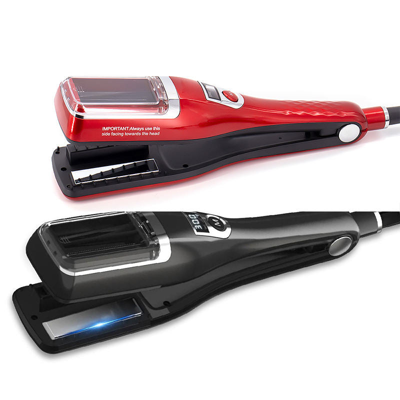 Black Automatic Split End Remover & Hair Straightener Iron | Professional Snips for Damaged Hair Ends | Achieve Silky Smooth Hair without Losing Length | 2-in-1 Digital Hair Polisher Styler