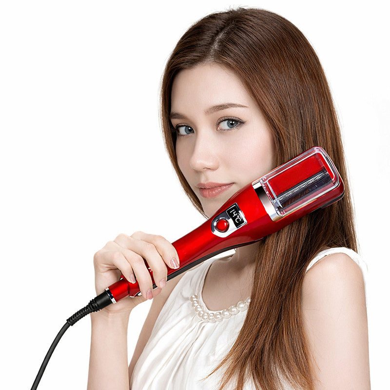 Black Automatic Split End Remover & Hair Straightener Iron | Professional Snips for Damaged Hair Ends | Achieve Silky Smooth Hair without Losing Length | 2-in-1 Digital Hair Polisher Styler