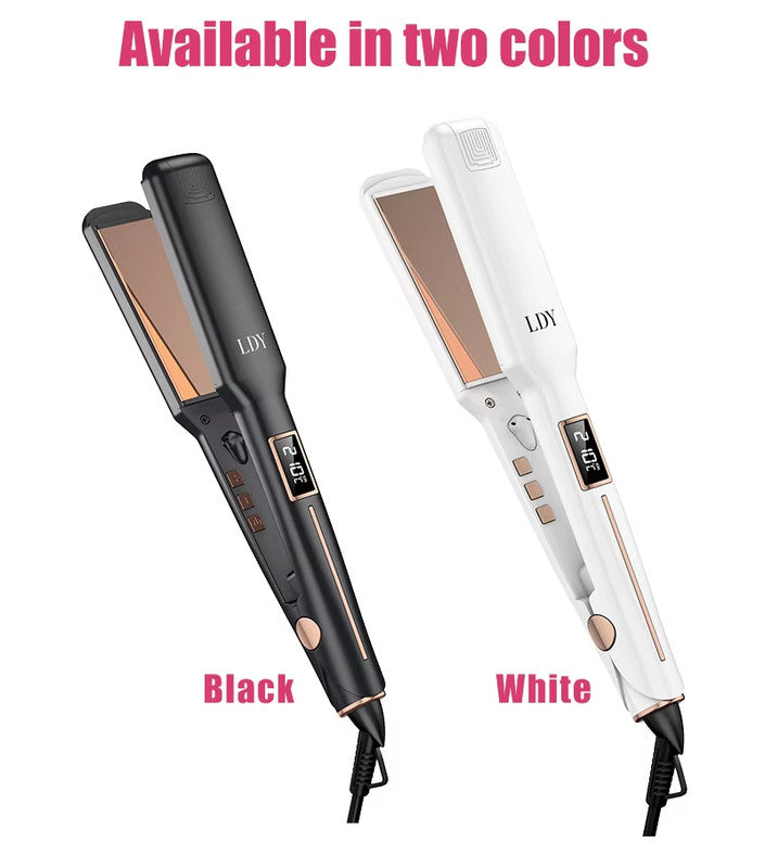 Black Advanced Titanium Ion Flat Iron - Professional Hair Straightening & Curling Styler - Ventilated Plates for Steam Release - Instant Heat-up Salon Styling Tool with Auto Shut-Off