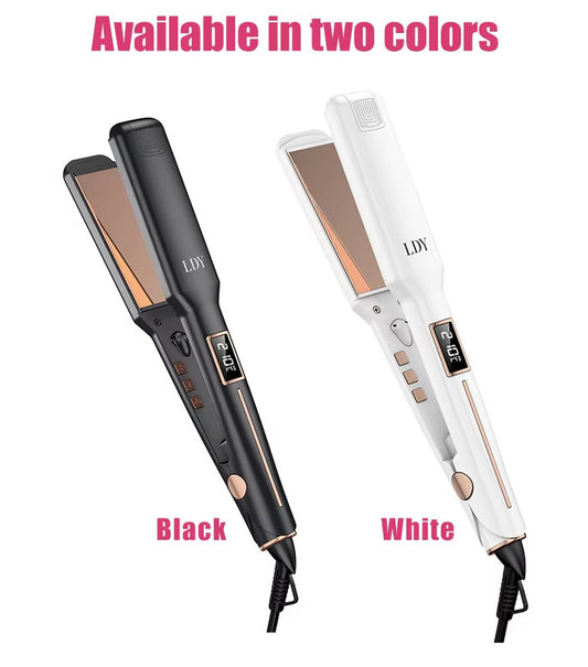 Black Advanced Titanium Ion Flat Iron - Professional Hair Straightening & Curling Styler - Ventilated Plates for Steam Release - Instant Heat-up Salon Styling Tool with Auto Shut-Off