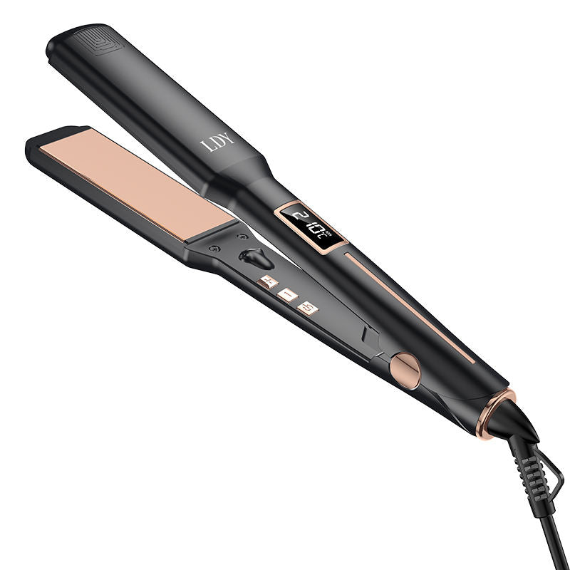 Black Advanced Titanium Ion Flat Iron - Professional Hair Straightening & Curling Styler - Ventilated Plates for Steam Release - Instant Heat-up Salon Styling Tool with Auto Shut-Off