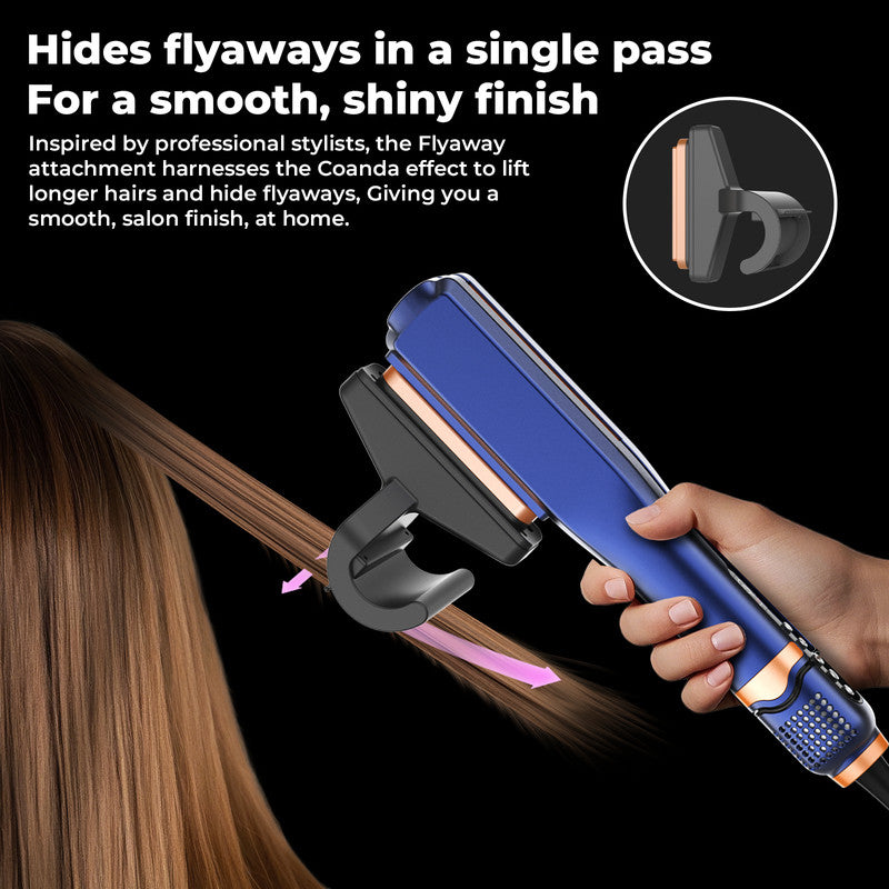 Blue Revolutionary Wet to Straight Airflow Styler | 2-in-1 Ionic Hair Dryer & Straightener | 200 Million Negative Ions for Frizz-Free Shine | 1600W High-Speed Air Flat Iron | Time-Saving Daily Tool