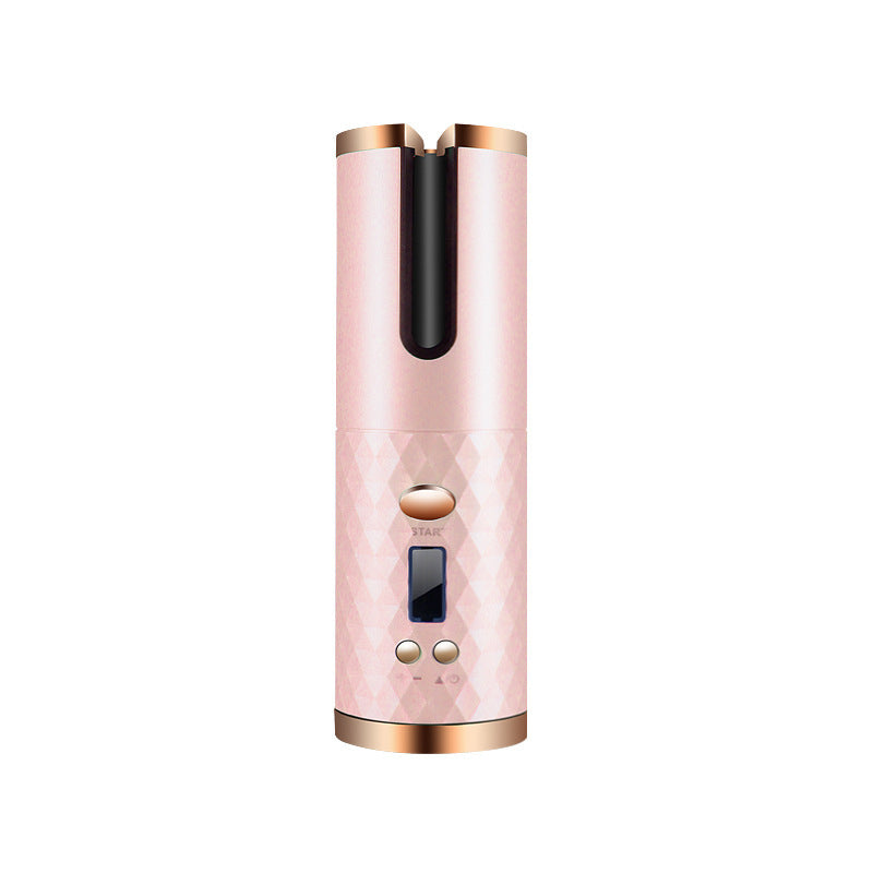 Pink Portable Wireless Auto Hair Curler | Smart Anti-Tangle Curling Wand with 5000mAh Power Bank Function | USB-C Rechargeable Ceramic Hair Roller | Perfect for Quick Salon Curls on the Go