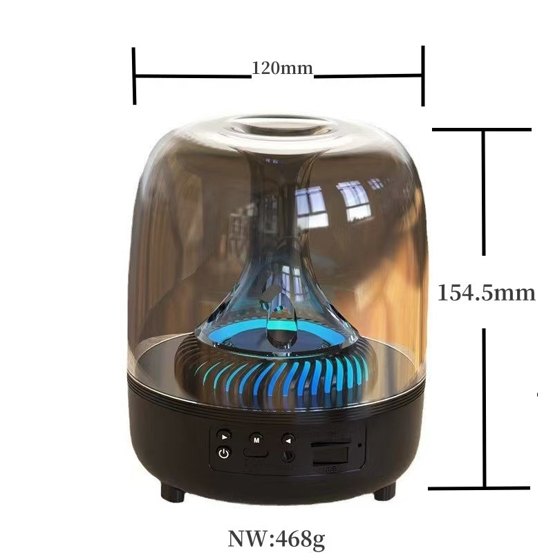 Portable Wireless Speaker with 12D Surround Bass, RGB Water Ripple Ambient Light, wireless 5.3, Hands-Free Calling, Wireless Speaker for Home, Outdoor, Party, Compatible with iPhone, Android, Laptop，Grey