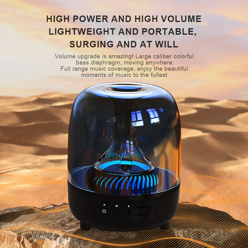Portable Wireless Speaker with 12D Surround Bass, RGB Water Ripple Ambient Light, wireless 5.3, Hands-Free Calling, Wireless Speaker for Home, Outdoor, Party, Compatible with iPhone, Android, Laptop，Blue