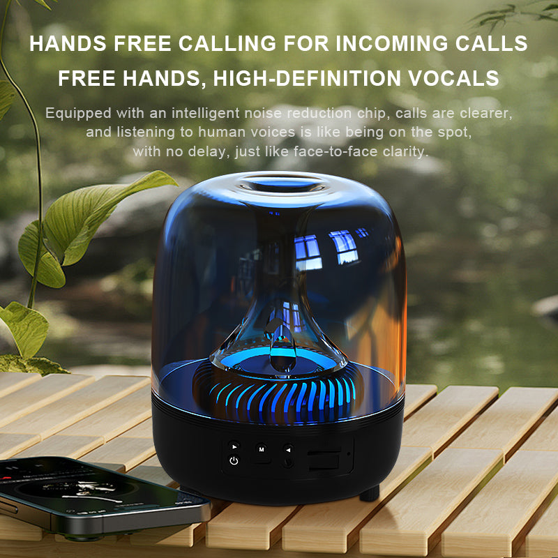 Portable Wireless Speaker with 12D Surround Bass, RGB Water Ripple Ambient Light, wireless 5.3, Hands-Free Calling, Wireless Speaker for Home, Outdoor, Party, Compatible with iPhone, Android, Laptop，Blue